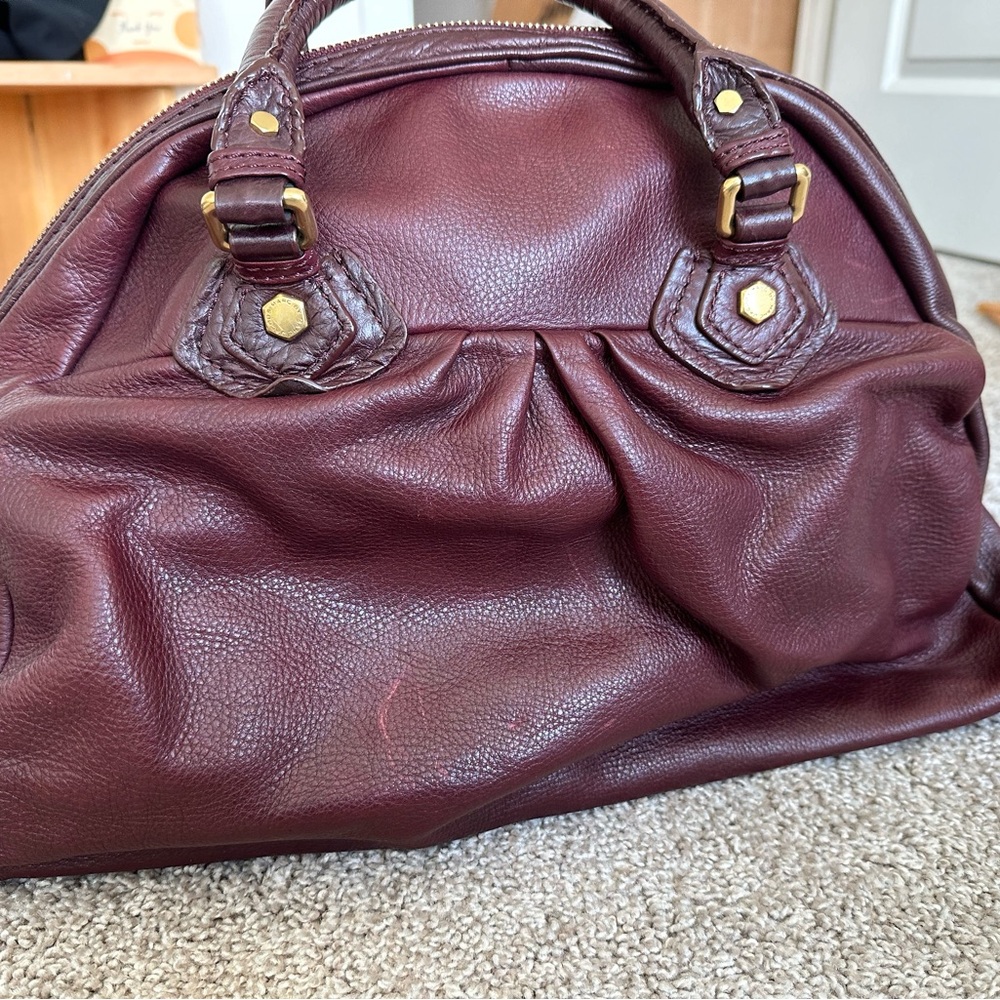 Marc By Marc Jacobs Maroon Leather Bowling Bag with Gold Hardware - Picture 5 of 10
